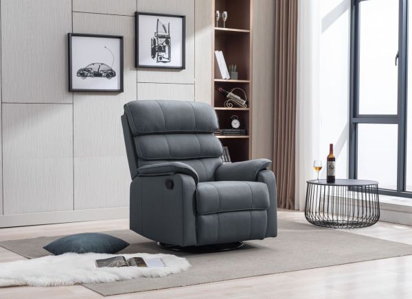 Happy Home TV Sessel mit verstellbarer Relaxfunktion & 360° Grad Dreh- und Schaukelfunktion grau