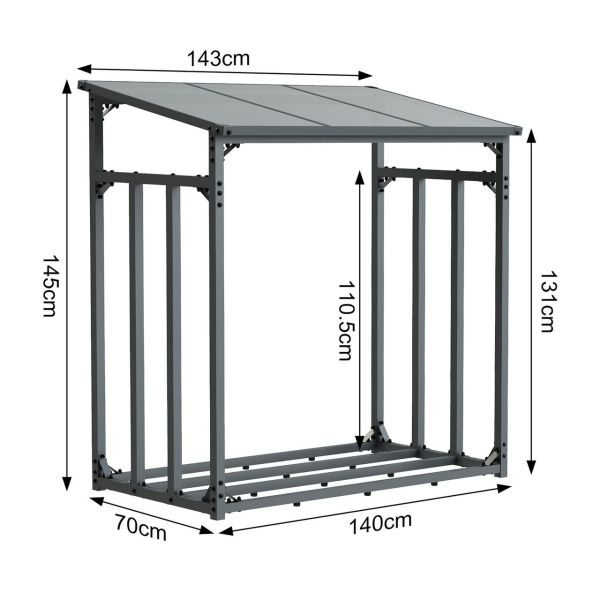 Brennholzlagerabdeckung Wetterschutz für Kaminholz outdoor Schutzhülle 145x143x70cm