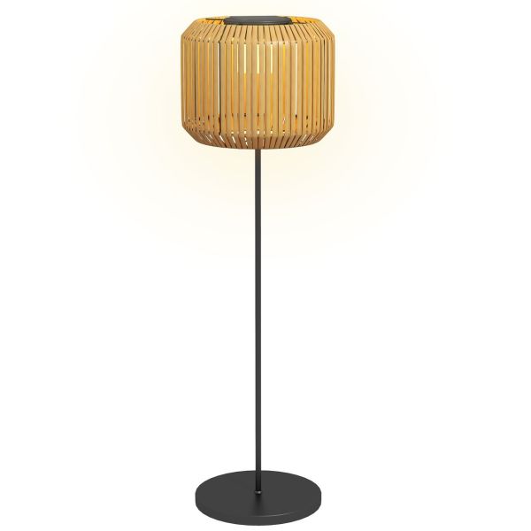 Outsunny Rattan Solarlampe, Wegleuchte mit Warmweißem Licht, Lichtsensor, Stahl