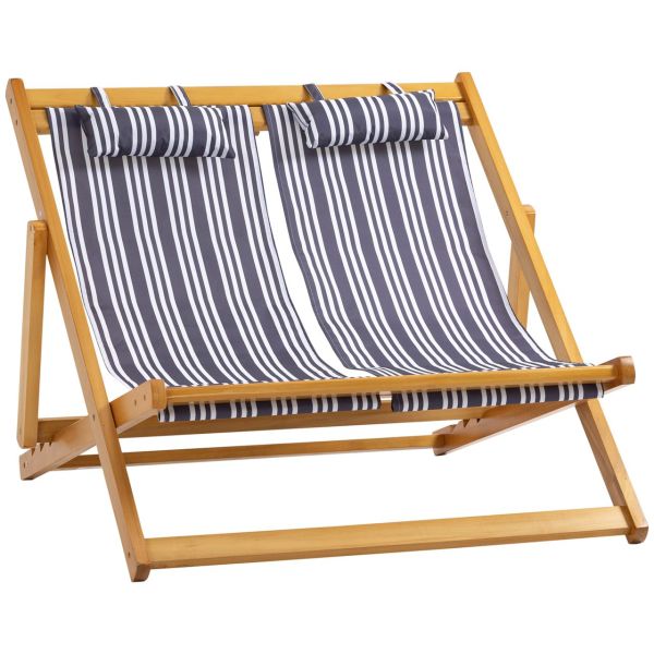 Sonnenliege Doppelliege aus Holz Gartenliege Zweisitzer 3-stufig verstellbare Rückenlehne klappbar L