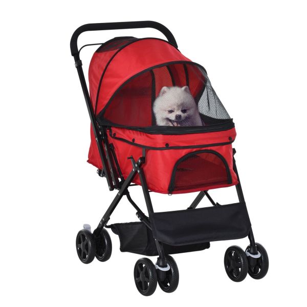 Hundebuggy Hundewagen für kleine Hunde Katzen Pet Stroller Oxford Rot