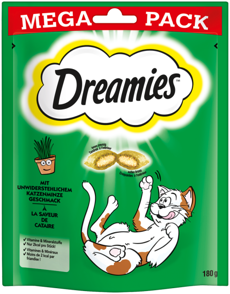 DREAMIES Portionsbeutel Mega Pack mit Katzenminze Geschmack 180g