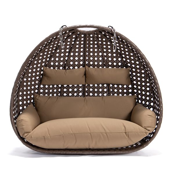 Polyrattan Hängesessel TWIN braun - Korb + Kissen