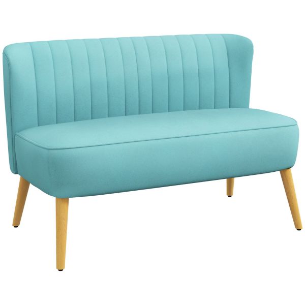 2-Sitzer Sofa Zweisitzer, Loveseat mit Leinenoptik, Holzbeine, Grün