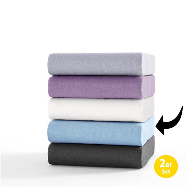 Jersey Spannbetttuch, Poly/Cotton, 180-200x200 cm, Hellblau, 2er Set