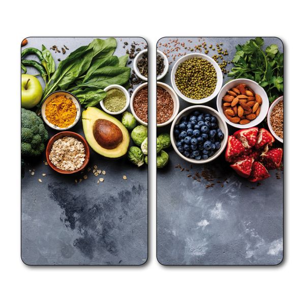 Multi-Glasschneideplatte, 2er Pack, Motiv: Healthy Kitchen