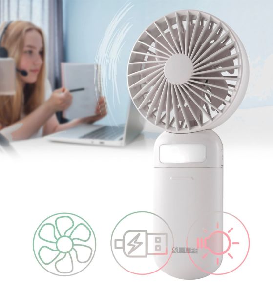 Mini Ventilator mit Spiegel, LED Licht und Akku