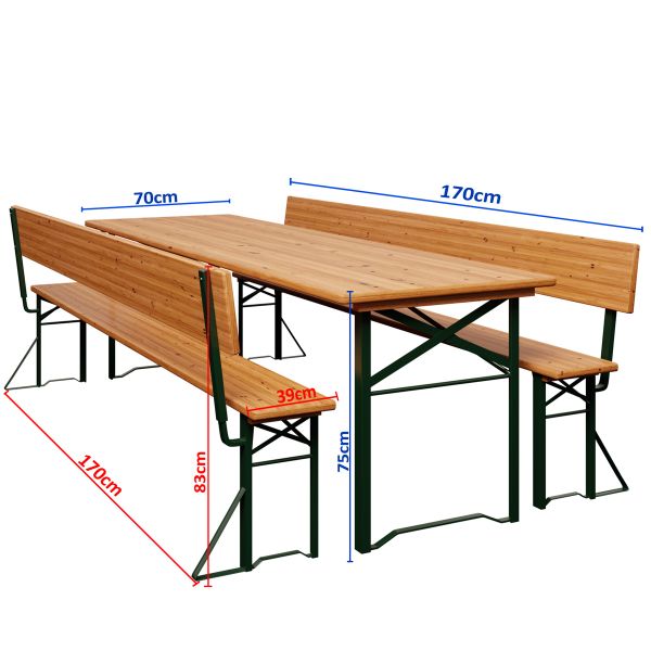 Bierzeltgarnitur mit Rückenlehne und Tisch