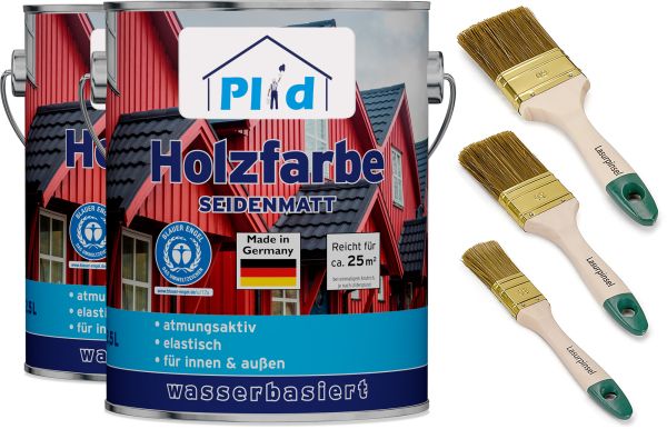 Premium Holzfarbe Holzlack Farbe für Holz Pinsel Schwedenrot