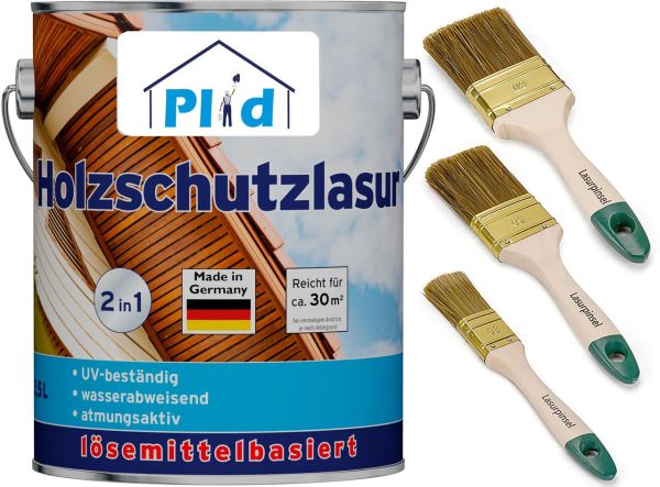 Premium Holzschutzlasur Holzlasur Holzschutz Holzgrundierung Set Teak