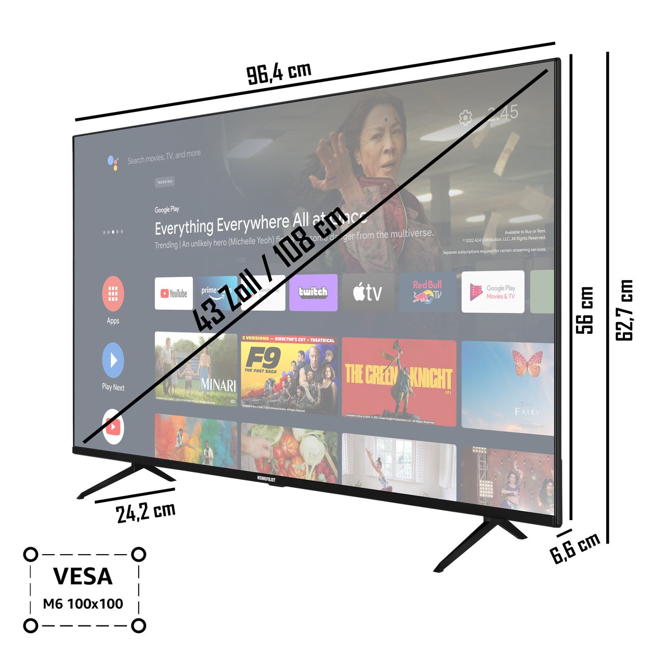 TELEFUNKEN XF43AN660S Norma24 HD, Smart Bluetooth) | / 43 Android Zoll (Full HDR, Fernseher TV Triple-Tuner