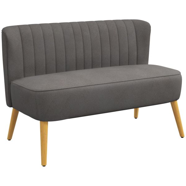 2-Sitzer Sofa Zweisitzer, Loveseat mit Leinenoptik, Holzbeine, Dunkelgrau