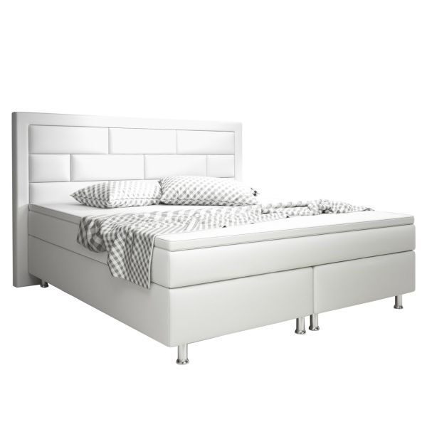 Boxspringbett Nizza 180x200 cm Kunstleder Weiß