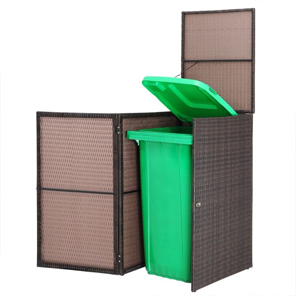 Mülltonnenbox Polyrattan 115 x 80 x 65cm braun