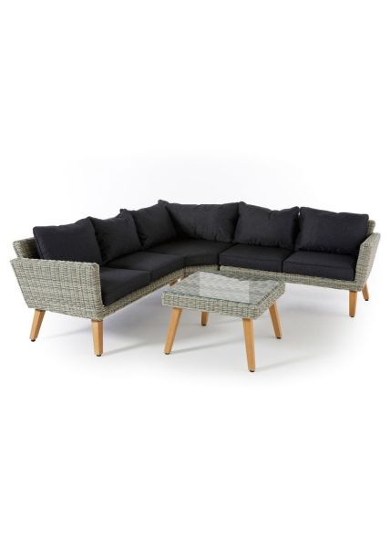 Garten Ecksofa, 5 Sitzer mit Beistelltisch