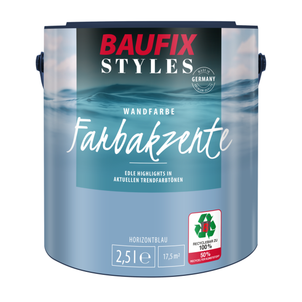 Farbakzente horizontblau seidenmatt, 2.5 Liter, Bunte Wandfarbe