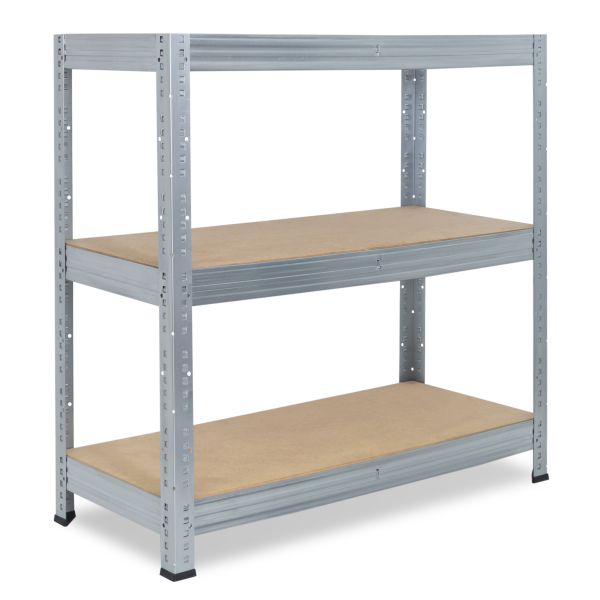 shelfplaza® PRO 90x100x50cm Schwerlastregal in verzinkt mit 3 Böden