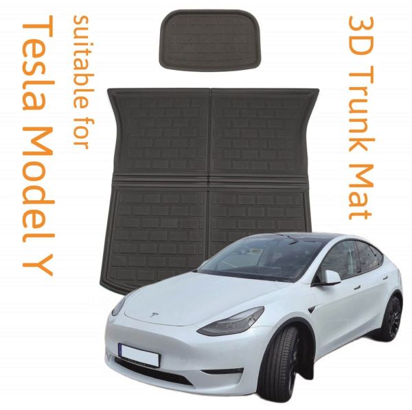 3D Kofferraummatte + Unterbodenmatte passend für Tesla Model Y / Performance rutschfest