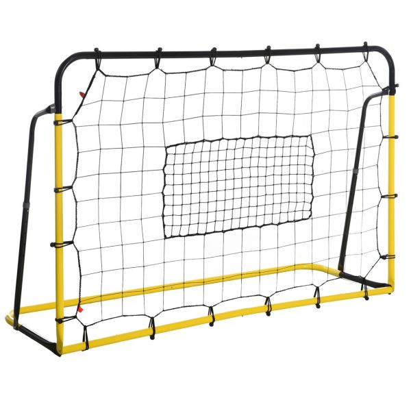 Kickback Fußball Rebounder Tor Rückprallwand Netz für Fußball Gelb+Schwarz 184 x 63 x 123 cm