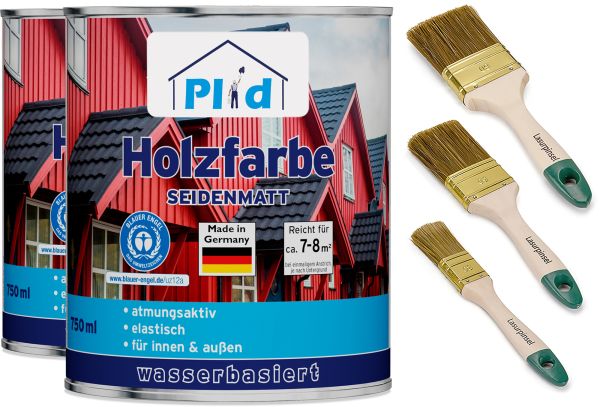 Premium Holzfarbe Holzlack Farbe für Holz Pinsel Moosgrün