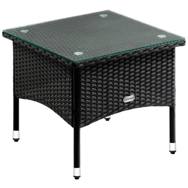 Deuba Gartentisch Beistelltisch Polyrattan 50x50x45cm schwarz