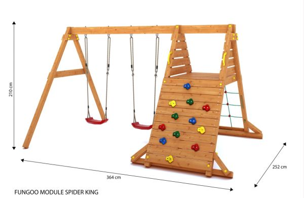 FUNGOO Spielturm Klettergerüst SPIDER KING mit Schaukel