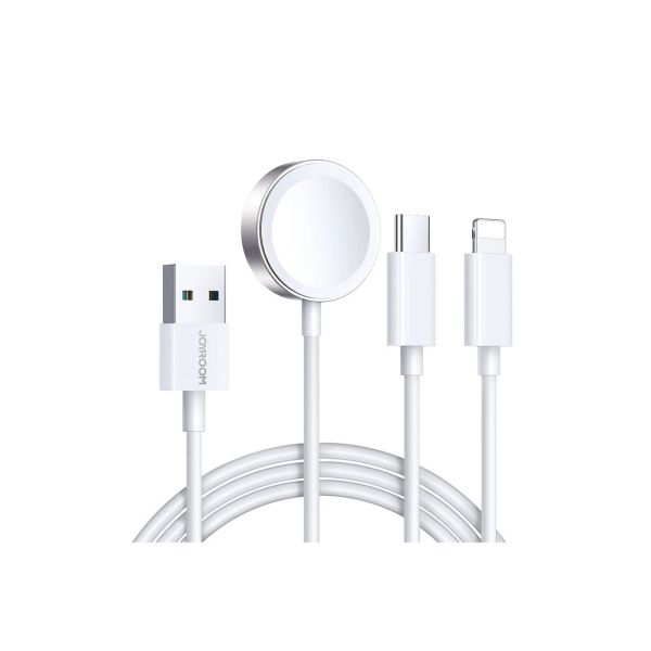 S-IW008 3-in-1-Kabel magnetisches Ladegerät USB-A – kompatibel mit iPhone - USB-C 1,2m Weiß