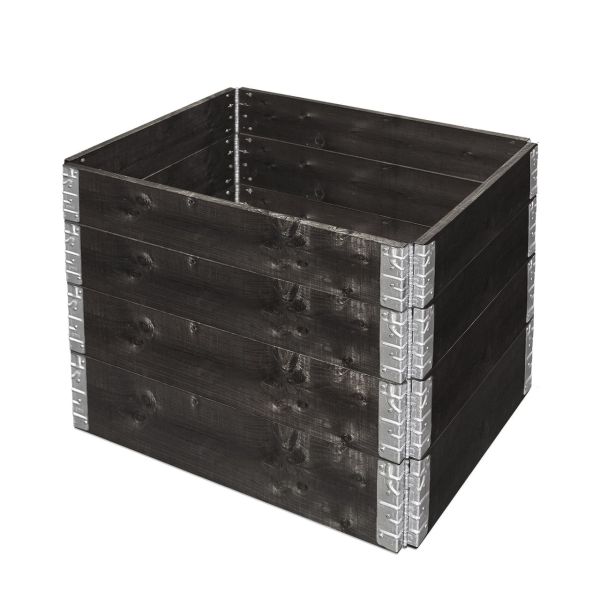 Hochbeet Pflanzbeet 60 x 80 x 19,5 cm aus Fichtenholz 4er Set, erweiterbar, schwarz lasiert