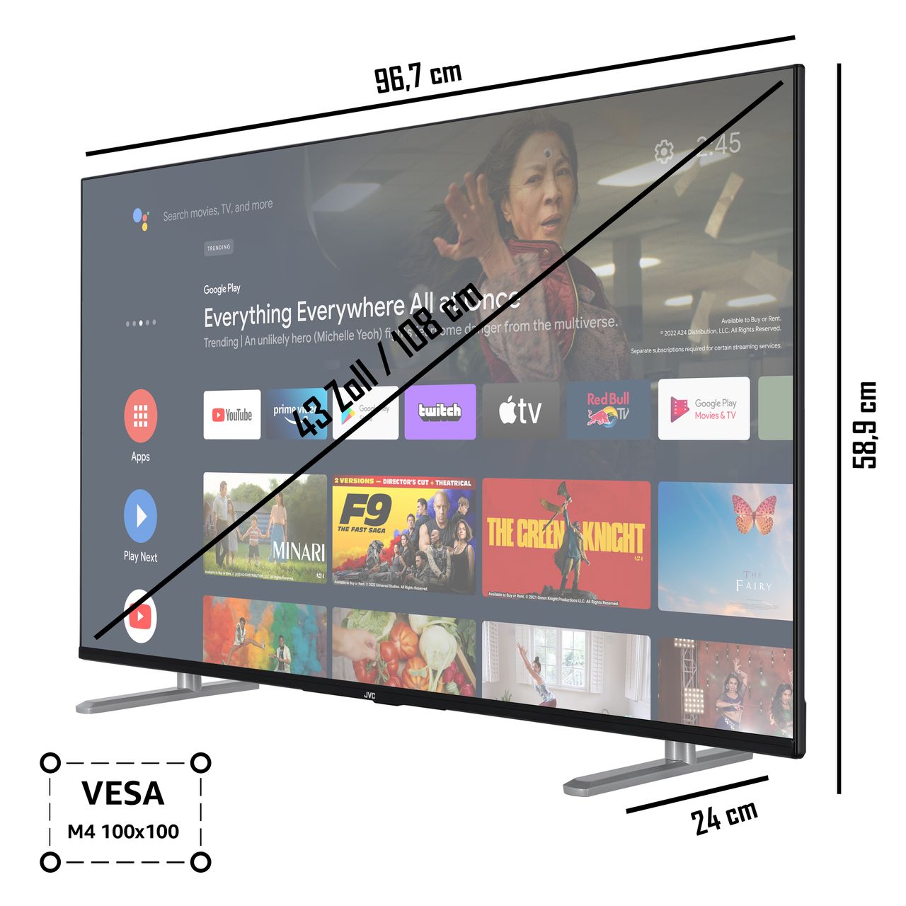 JVC LT-43VAQ6255 43 Zoll QLED Fernseher/Android TV (4K Ultra HD, HDR Dolby  Vision, Dolby Atmos) | Norma24