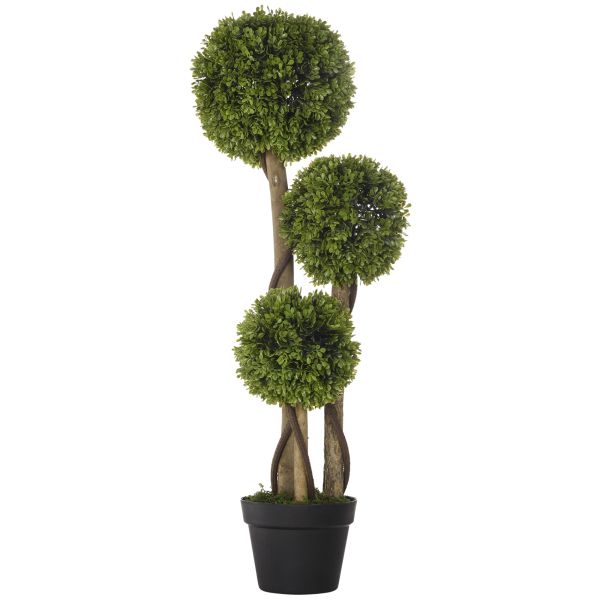 Künstliche Pflanze, Kunstpflanze, 90 cm Buchsbaum im Blumentopf, Hellgrün