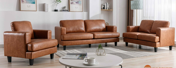 Happy Home 3-2-1 Sofaset 3tlg. hellbraun Lederoptik