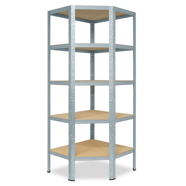 shelfplaza® HOME Eckregal 200x80x50cm in verzinkt mit 5 Böden