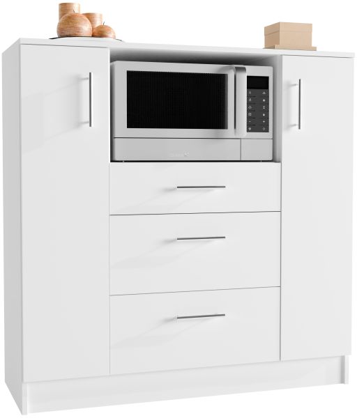 Küchenschrank Schublade Unterschrank Küche Küchenmöbel Mikrowelle Esilo Weiß