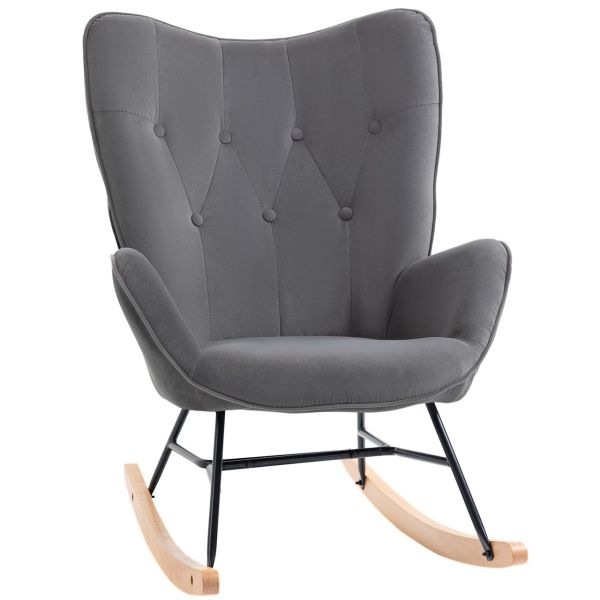 Schaukelstuhl mit Stahlrahmen gepolstert Relax Stuhl Sessel Stuhl Wohnzimmersessel Lounge mit gepols