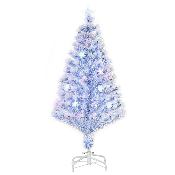 künstlicher Weihnachtsbaum mit 3 LED-Leuchten Christbaum Tannenbaum PVC Metall Weiß+Blau Ø60 x 120H