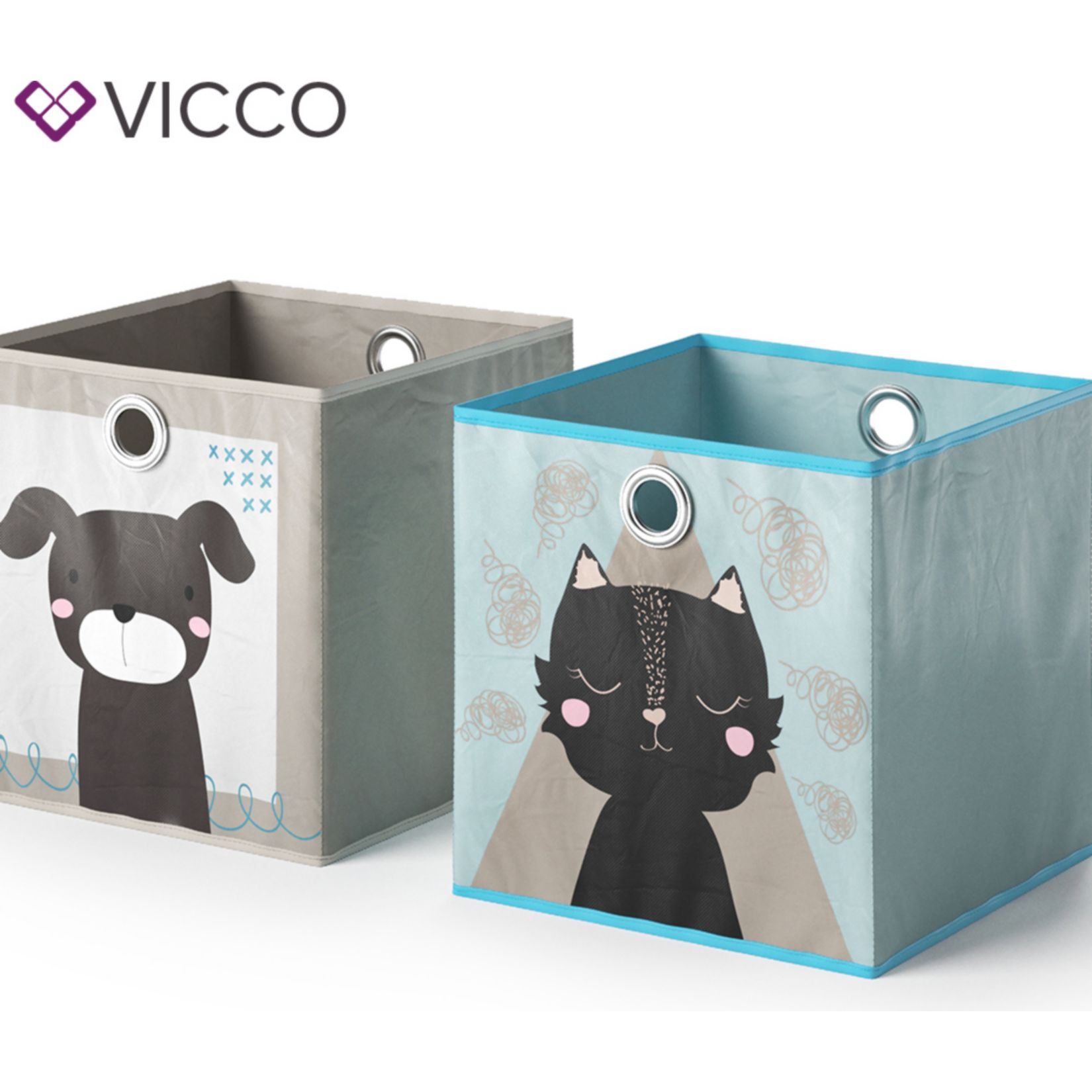 Vicco 2er Set Faltbox 30x30 cm Kinder Faltkiste Aufbewahrungsbox