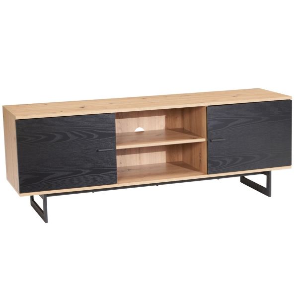 Lowboard 150 cm TV Schrank Fernsehkommode Fernsehschrank Eiche Schwarz