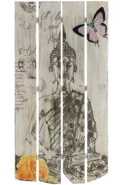 Holzwandbild Buddha Motiv "Buddha Meditation"