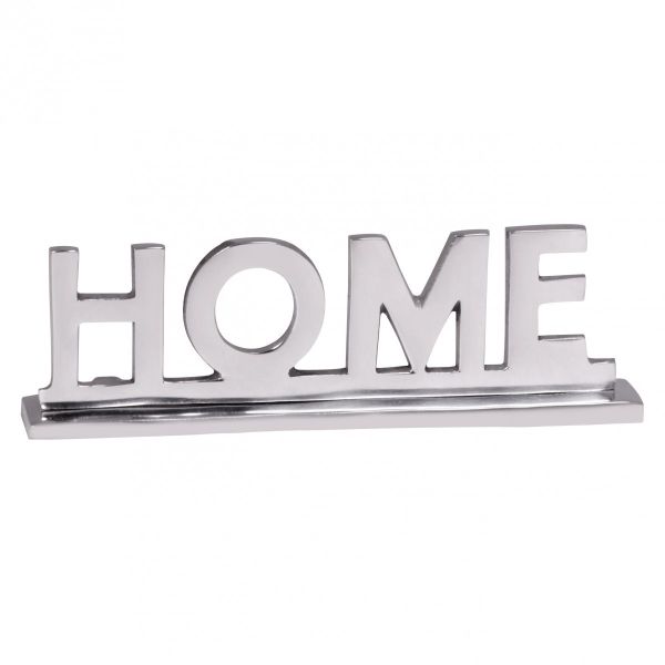 Home Deko Schriftzug Design Wohnzimmer Ess-Tisch- Dekoration Wohnung Alu Aluminium Wohndeko Silber 2