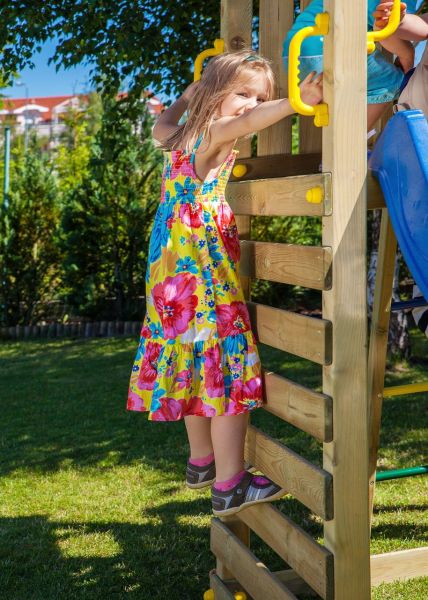 FUNGOO Spielturm Klettergerüst CAROL1 mit Rutsche und Kletterwand