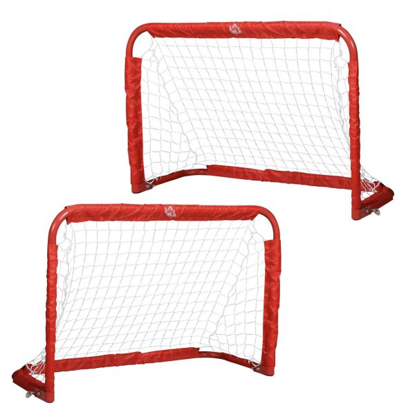 Fußballtore Fußballnetz 2er Set Minitore Faltbar Stahl(Q195) Tetrolon Rot 90 x 36 x 60 cm