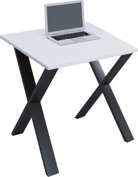 Schreibtisch "Lona" 80x50 X-Fußgestell Weiß/Schwarz