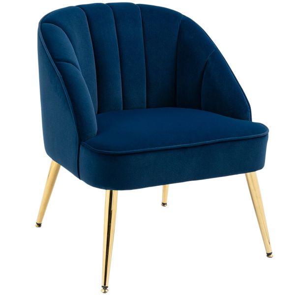 Ohrensessel Loungesessel Polstersessel mit Samtoptik Relaxsessel Blau