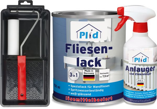 Premium Fliesenlack Fliesen Lack Fliesenfarbe Anlauger Lackierset Weiß - Glänzend