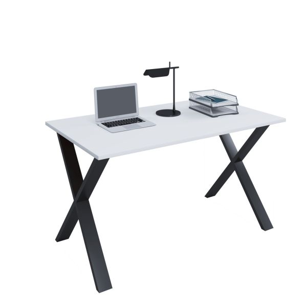 Schreibtisch "Lona" 140x80 X-Fußgestell Weiß/Schwarz