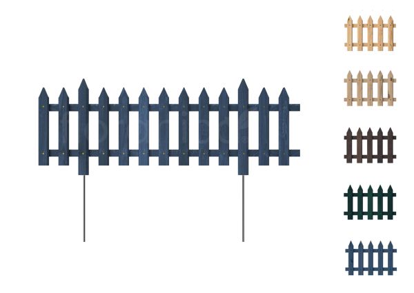 Floranica Gartenzaun 1 STK 103cm Höhe 20cm Anthrazit Kiefer imprägniert Steckzaun mit Metallstäben Z