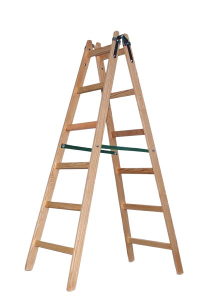 Holzleiter Leiter Trittleiter 2 x 6 Stufen zweiseitige Klappleiter