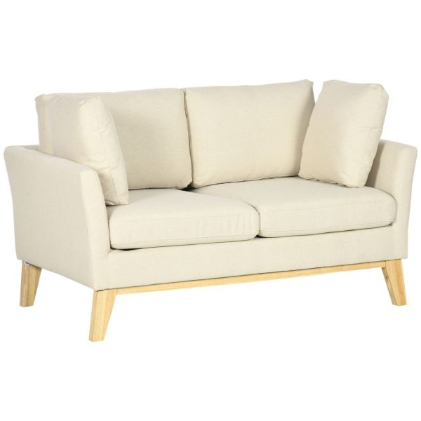 2-Sitzer Sofa Doppelsofa in Leinenoptik, Zweisitzer mit Kissen bis 150 kg