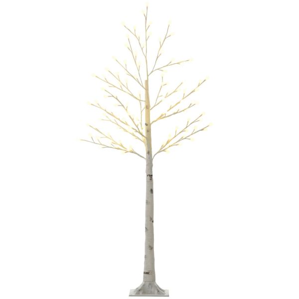 HOMCOM 150 cm Lichterbaum, Birkenbaum mit 120 Warmweiß 3 Helligkeitsstufen LED