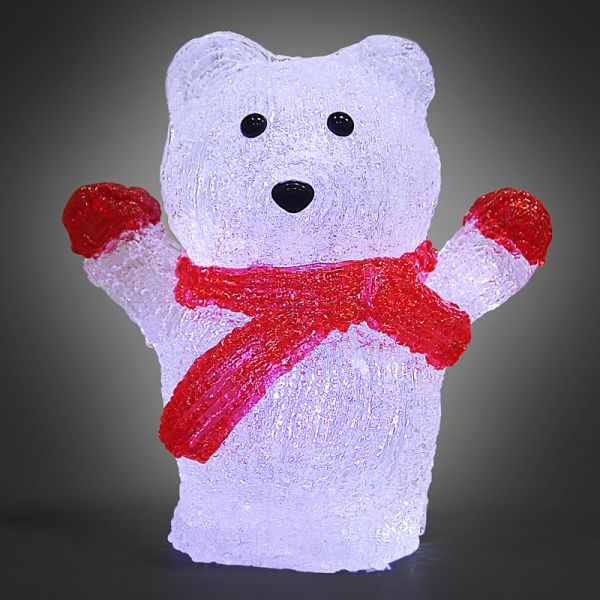 LED Figur Schneemann M Acryl 27,5 x 27 x 14cm rot/weiß/schwarz/blau